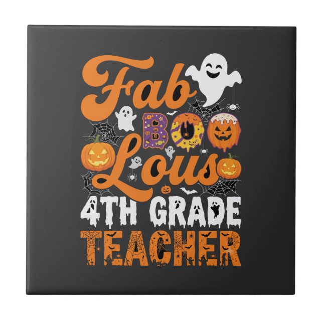 Fabel-hafte 4. Klasse Lehrer Halloween Fliese (Vorderseite)