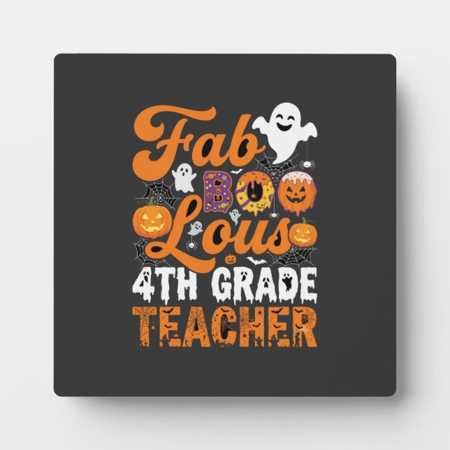 Fabel-hafte 4. Klasse Lehrer Halloween Fotoplatte (Vorderseite)