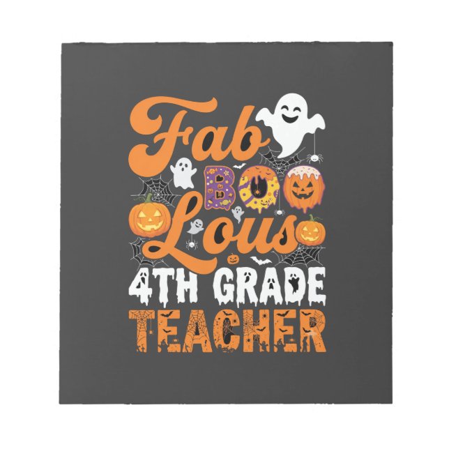 Fabel-hafte 4. Klasse Lehrer Halloween Notizblock (Vorderseite)