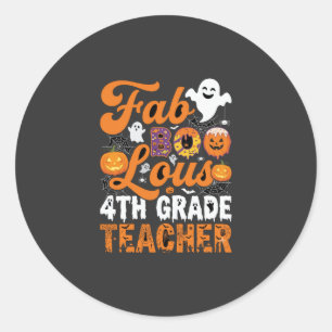 Fabel-hafte 4. Klasse Lehrer Halloween Runder Aufkleber
