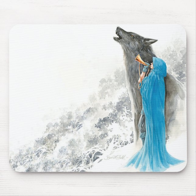 Fabel-Mausunterlage (Junge Blau und Bigby) Mousepad (Vorne)