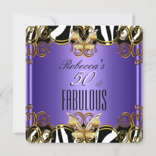 Fabelhaft 50 Lila Gold Schwarz Weiß Zebra Einladung