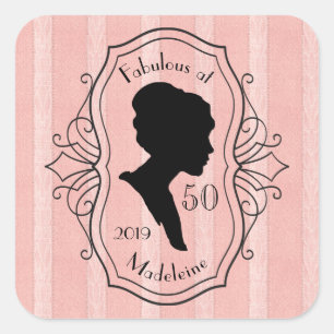Fabelhaft mit Fünfzig Cameo Lady Silhouette Staubr Quadratischer Aufkleber