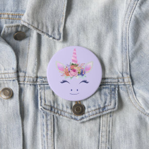 Fabelhaft Süße Einhorn Blumen Gesicht 2 Button