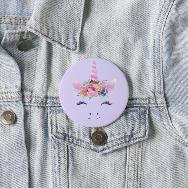 Fabelhaft Süße Einhorn Blumen Gesicht 2 Button (Beispiel)