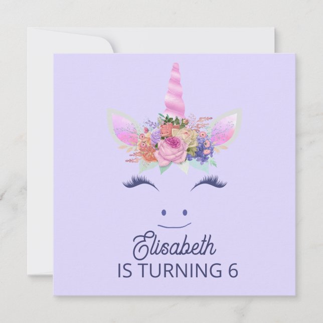 Fabelhaft Süße Einhorn Blumen Gesicht 2 Save The Date (Vorderseite)
