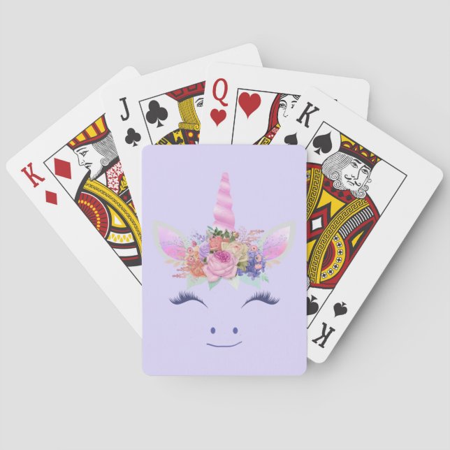 Fabelhaft Süße Einhorn Blumen Gesicht 2 Spielkarten (Rückseite)