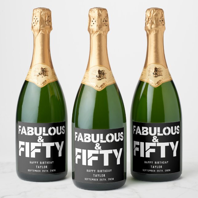 Fabelhaft und Fünfzig Geburtstag Bold Script Custo (Flaschen)