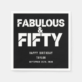 Fabelhaft und Fünfzig Geburtstag Bold Script Custo Serviette