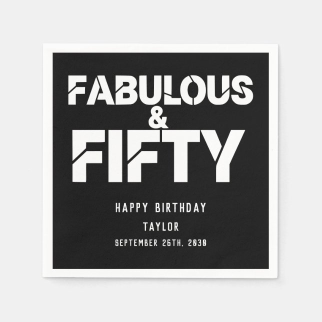 Fabelhaft und Fünfzig Geburtstag Bold Script Custo Serviette (Vorderseite)