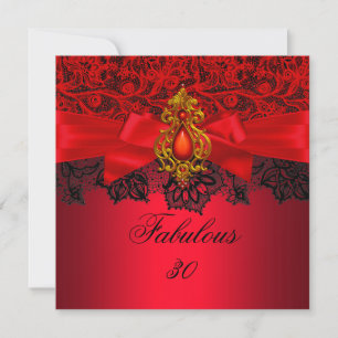 Fabelhafte 30 elegante rote schwarze Juwelen-Party Einladung