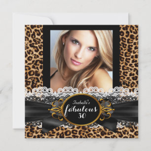 Fabelhafte 30 Gold Schwarz Leopard Geburtstagsfeie Einladung