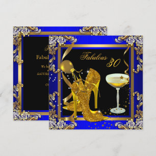 Fabelhafte 30 Königlichblaue goldene Geburtstagsfe Einladung