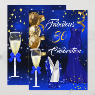 Fabelhafte 30er Champagner-Party Königlichblaue Ab Einladung