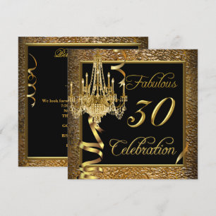 Fabelhafte 30er-Feier Gold-Schwarzer Kronleuchter Einladung
