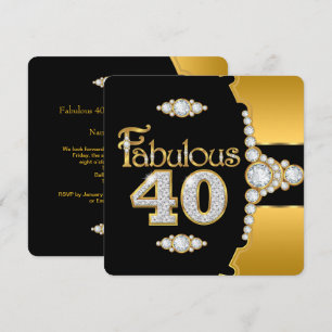 Fabelhafte 40 40. Geburtstag Gold Schwarz Diamant Einladung