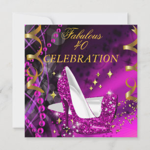 Fabelhafte 40 Frau Rosa Goldene High Heels Geburts Einladung
