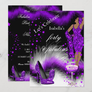Fabelhafte 40 Lady Purple Champagner Geburtstagsfe Einladung