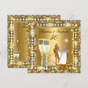 Fabelhafte 50 & Fantastisch Gold Glam Silber Gebur Einladung