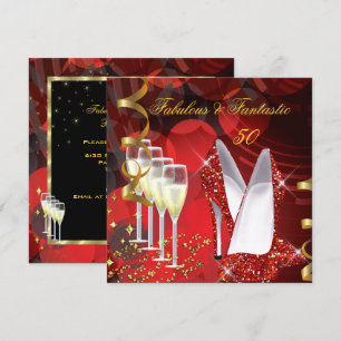 Fabelhafte 50 Fantastische Champagner Rot Gold Geb Einladung