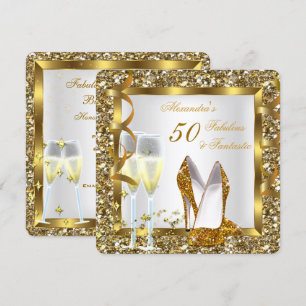 Fabelhafte 50 fantastische goldene High Heels Gebu Einladung