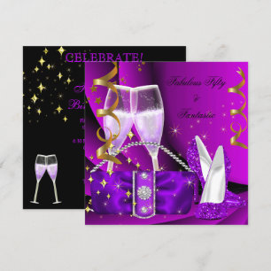 Fabelhafte 50 fantastische lila High Heels Geburts Einladung