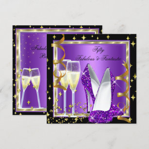 Fabelhafte 50 Fantastische Lila Schwarz Gold Party Einladung