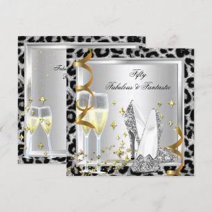 Fabelhafte 50 & Fantastischer Silberner Leopard Ge Einladung