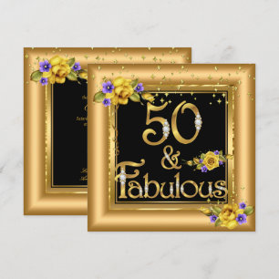 Fabelhafte 50. Geburtstagsfeier Gold Schwarz Gelb Einladung
