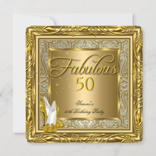 Fabelhafte 50 Gold Damast High Heels Geburtstagsfe Einladung