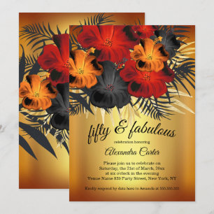 Fabelhafte 50 Gold Rot Orange Schwarze Hibiskus-Pa Einladung