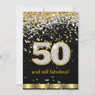 Fabelhafte 50 Gold Silber Streamer 50. Geburtstag  Einladung