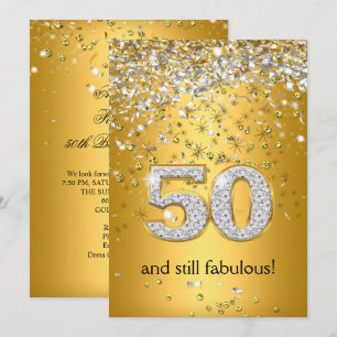 Fabelhafte 50 Gold Silber Streamer 50. Geburtstag Einladung