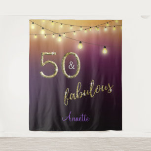 Fabelhafte 50 Goldene Lichter in Violett Foto Hint Wandteppich