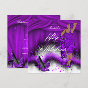 Fabelhafte 50 Lady Purple High Heels Geburtstagsfe Einladung