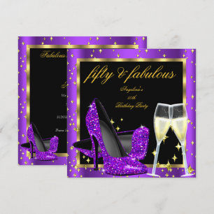 Fabelhafte 50 Lila High Heels Champagner Geburtsta Einladung