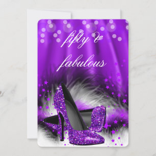 Fabelhafte 50 Lila Sterne High Heels Geburtstag 2 Einladung