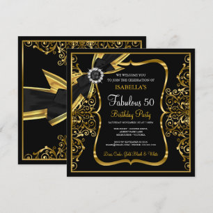 Fabelhafte 50. Pearl Goldene Schleife Schwarz Einl Einladung