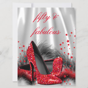 Fabelhafte 50 rote High Heels schwarz silber Gebur Einladung