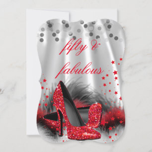 Fabelhafte 50 rote High Heels schwarz silber Gebur Einladung