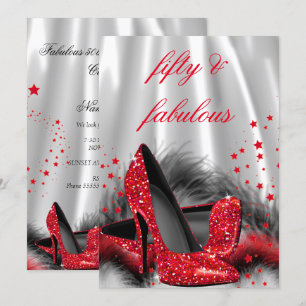 Fabelhafte 50 rote High Heels schwarz silber Gebur Einladung