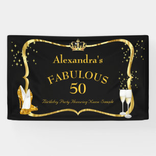 fabelhafte 50 schwarze goldene Absätze Champagner Banner