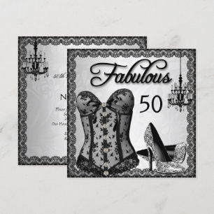 Fabelhafte 50 schwarze Silberkorsett-High-Heels-Pa Einladung