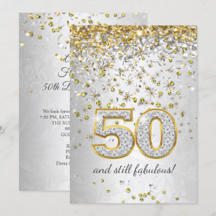 Fabelhafte 50 Silber Gold Girlanden 50. Party Einladung