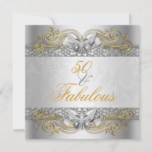 Fabelhafte 50 Silber Gold Schmetterling Geburtstag Einladung