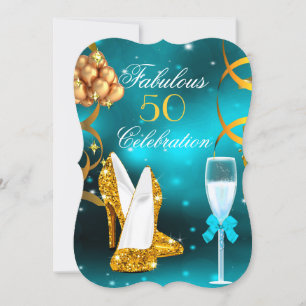 Fabelhafte 50 Türkis Gold High Heel Champagner Par Einladung