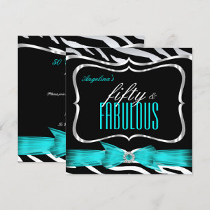 Fabelhafte 50 Türkisblaue Zebra Schwarze Elegante Einladung
