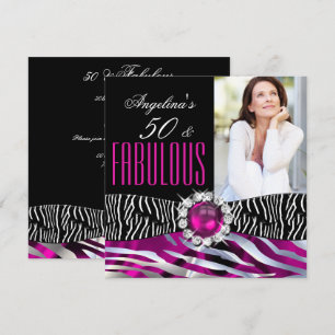 Fabelhafte 50 Zebra Schwarz Rosa Silber Geburtstag Einladung