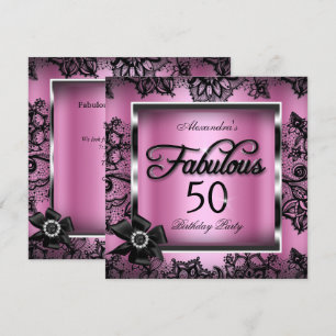 Fabelhafte 50er-Party Rosa Damast Schwarze Spitze  Einladung