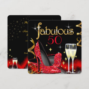 Fabelhafte 50er Party Rote High Heels Gold Schwarz Einladung